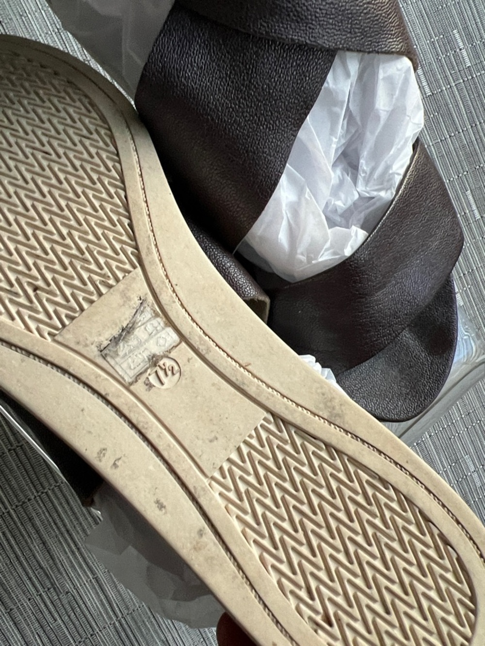 Eileen Fisher Dark Brown Leather Crisscross Sandals - Picture 3 of 5